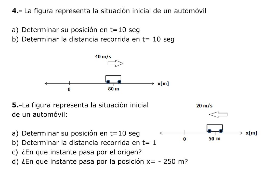 4.- La figura representa la situación inicial de un automóvil