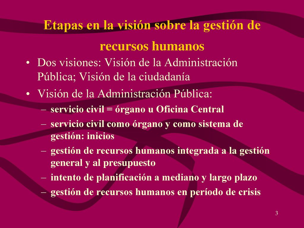 Etapas en la visión sobre la gestión de recursos humanos