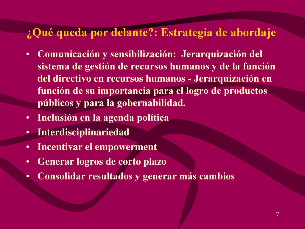 ¿Qué queda por delante : Estrategia de abordaje