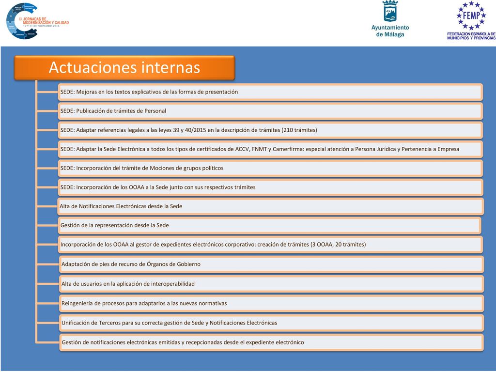 Actuaciones internas SEDE: Mejoras en los textos explicativos de las formas de presentación. SEDE: Publicación de trámites de Personal.