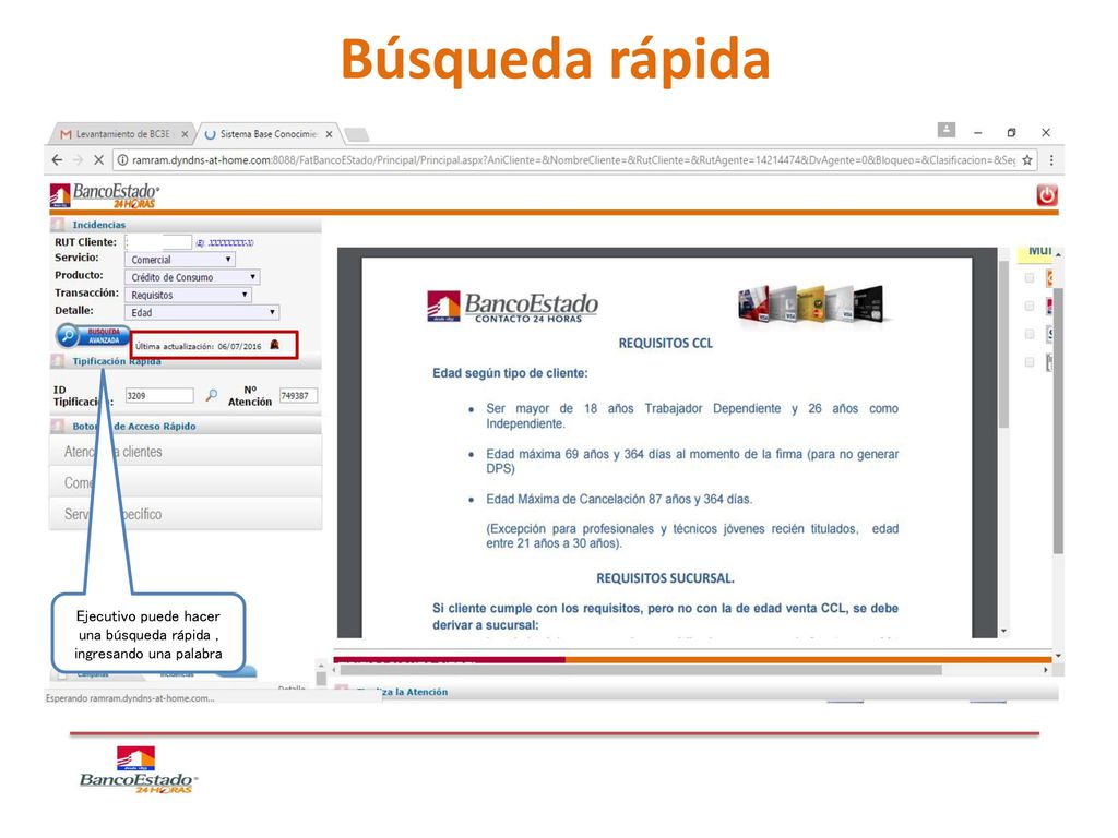 Ejecutivo puede hacer una búsqueda rápida , ingresando una palabra