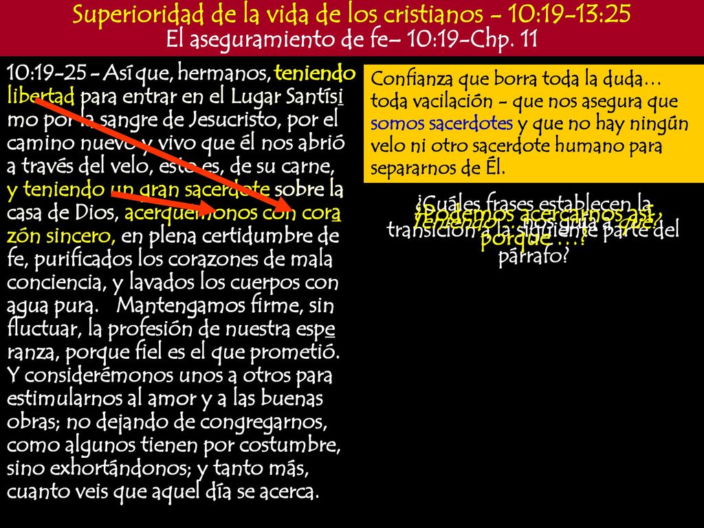 Superioridad de la vida de los cristianos - 10:19-13:25