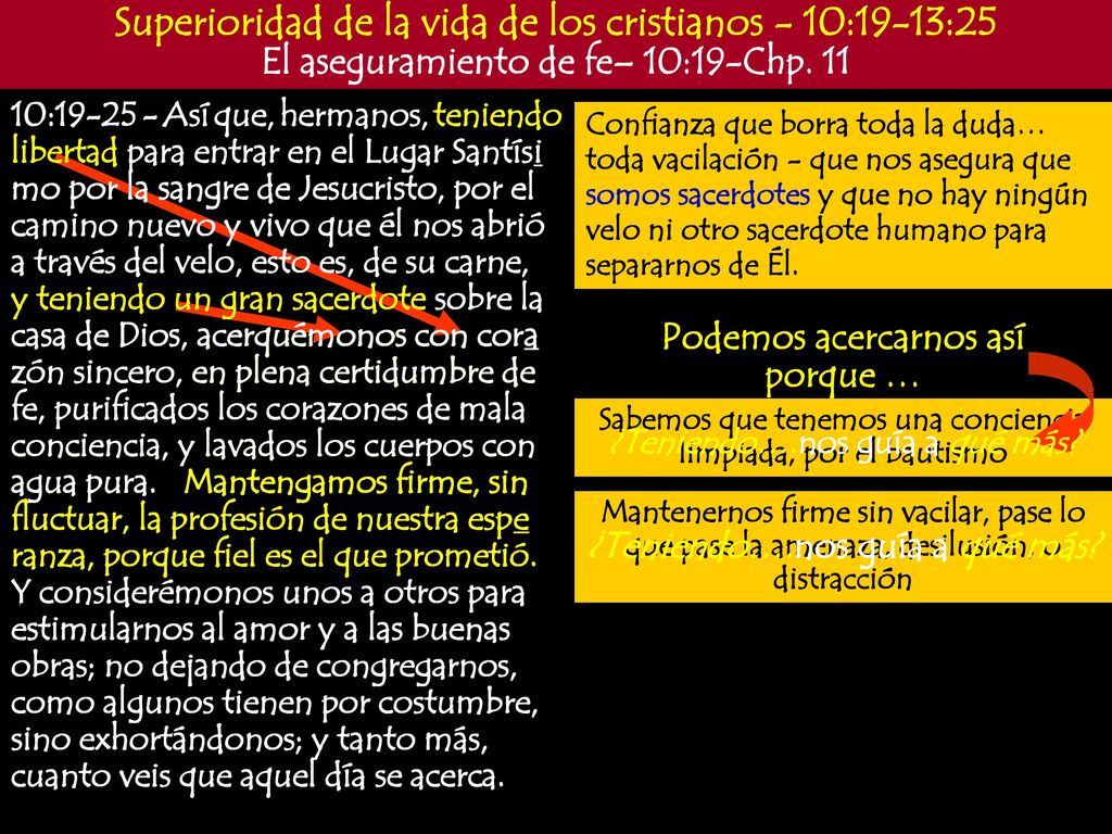 Superioridad de la vida de los cristianos - 10:19-13:25