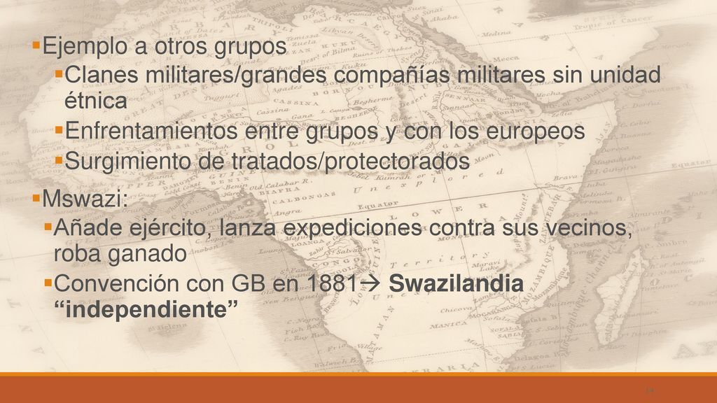 Ejemplo a otros grupos Clanes militares/grandes compañías militares sin unidad étnica. Enfrentamientos entre grupos y con los europeos.