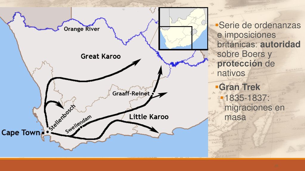 Serie de ordenanzas e imposiciones británicas: autoridad sobre Boers y protección de nativos