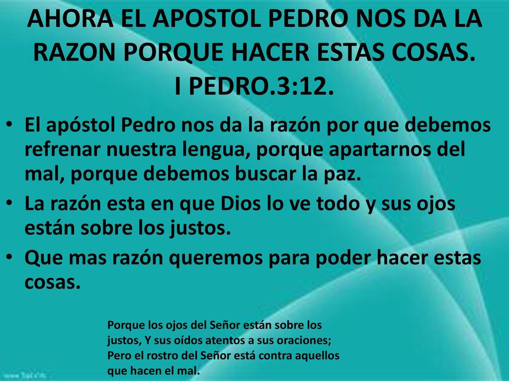 AHORA EL APOSTOL PEDRO NOS DA LA RAZON PORQUE HACER ESTAS COSAS