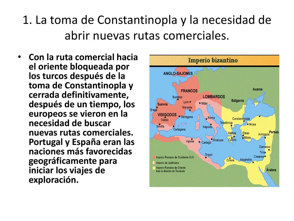 1. La toma de Constantinopla y la necesidad de abrir nuevas rutas comerciales.