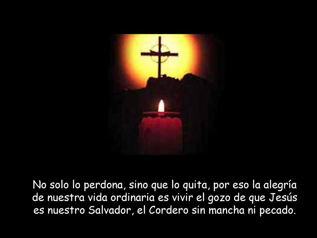 No solo lo perdona, sino que lo quita, por eso la alegría de nuestra vida ordinaria es vivir el gozo de que Jesús es nuestro Salvador, el Cordero sin mancha ni pecado.