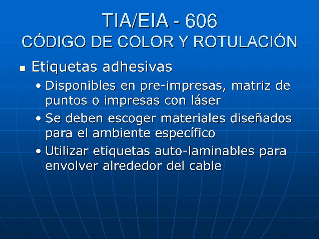 TIA/EIA CÓDIGO DE COLOR Y ROTULACIÓN