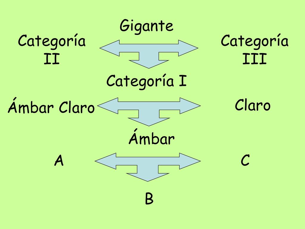 Gigante Categoría II Categoría III Categoría I Claro Ámbar Claro Ámbar A C B