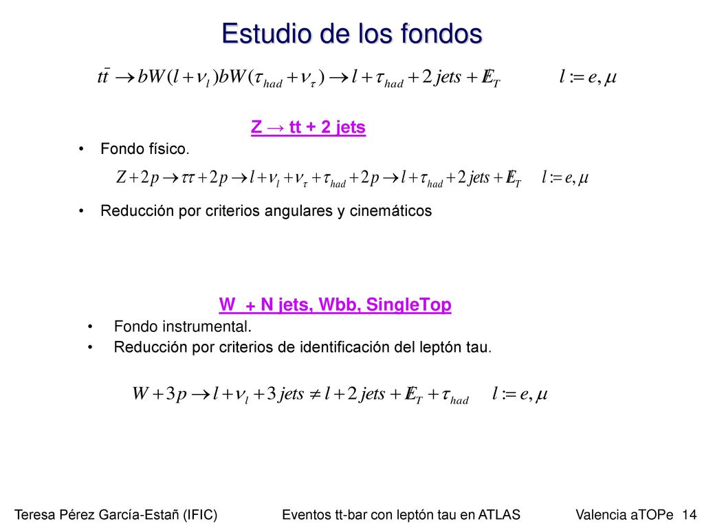 Estudio de los fondos Z → tt + 2 jets W + N jets, Wbb, SingleTop
