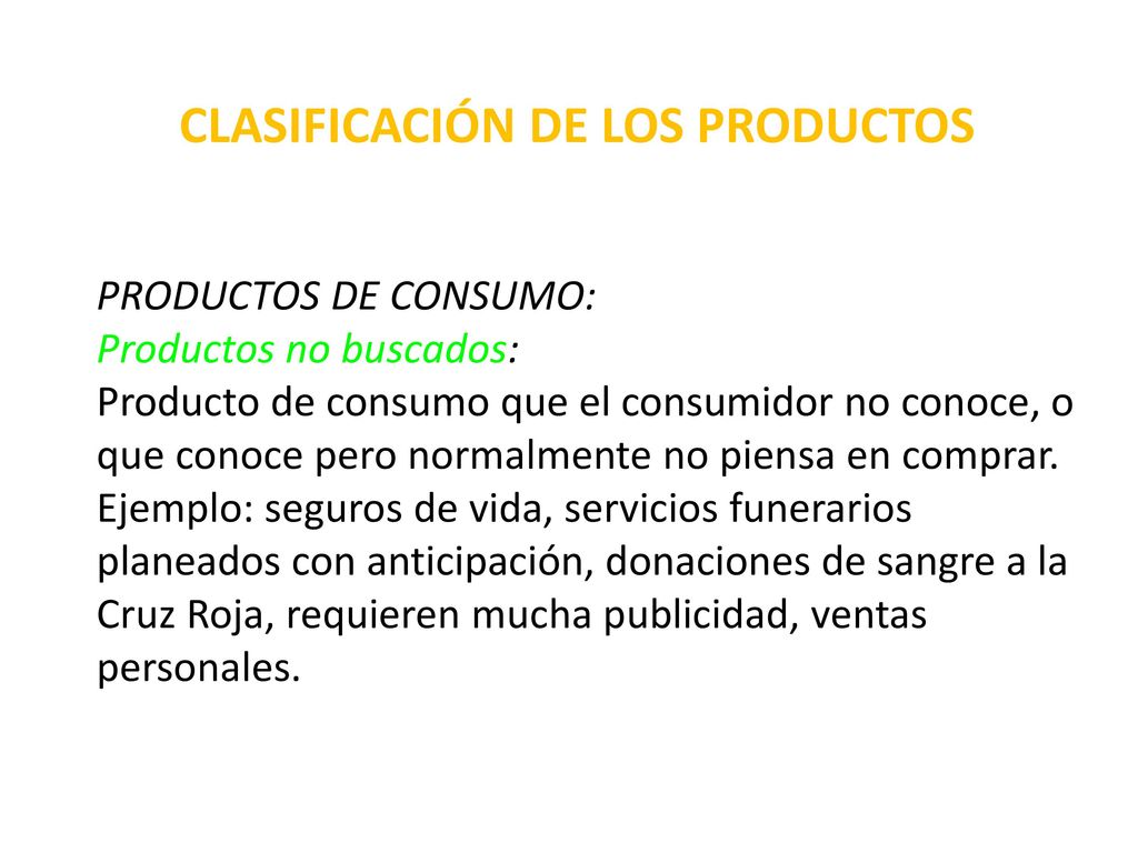 CLASIFICACIÓN DE LOS PRODUCTOS
