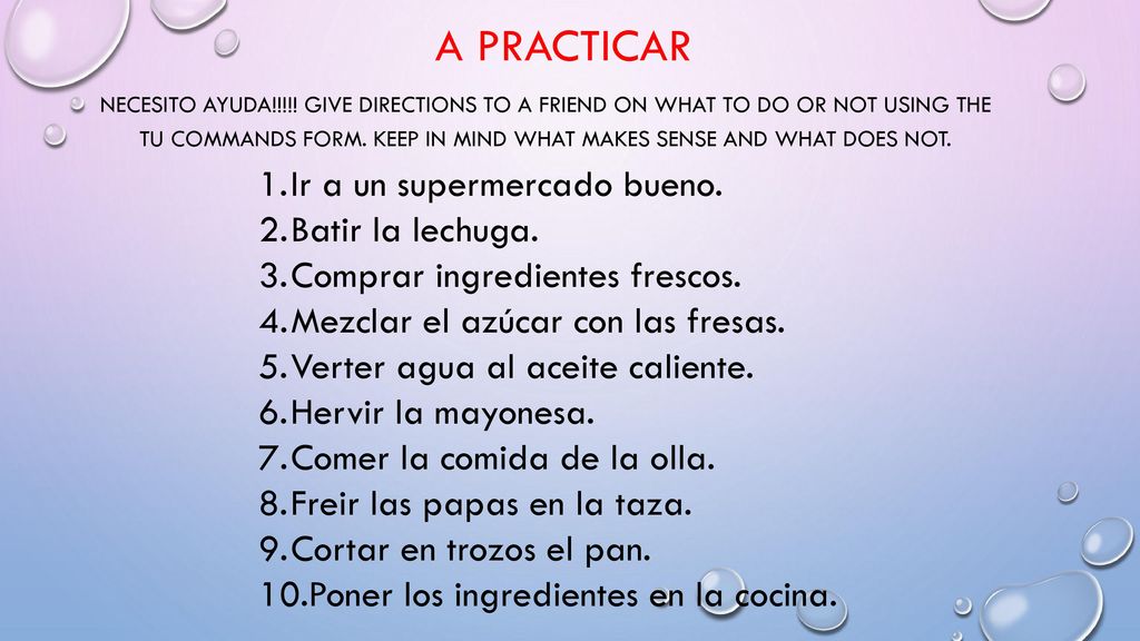 A practicar Ir a un supermercado bueno. Batir la lechuga.