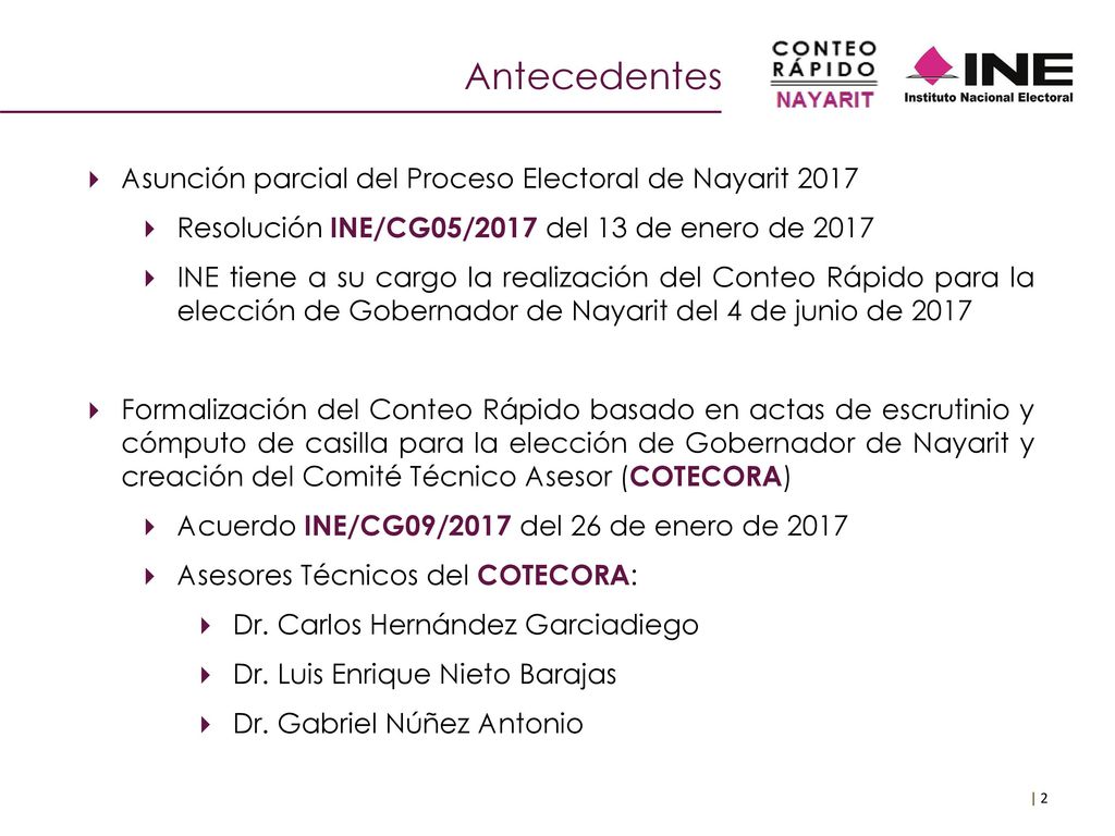 Antecedentes Asunción parcial del Proceso Electoral de Nayarit 2017