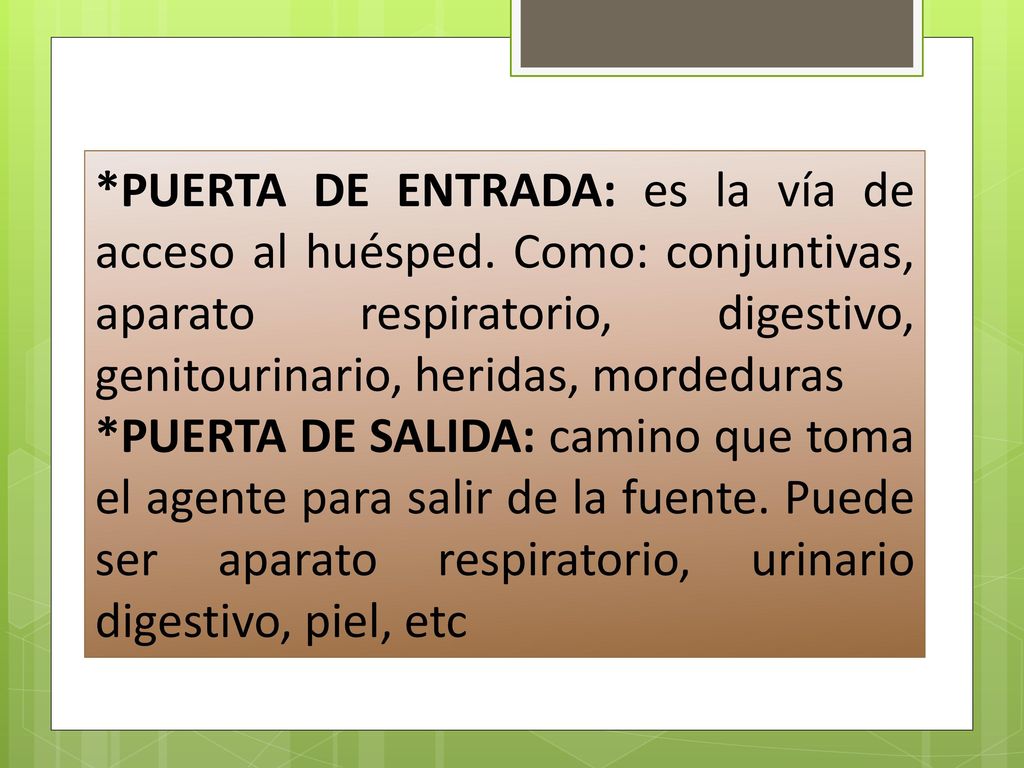 PUERTA DE ENTRADA: es la vía de acceso al huésped