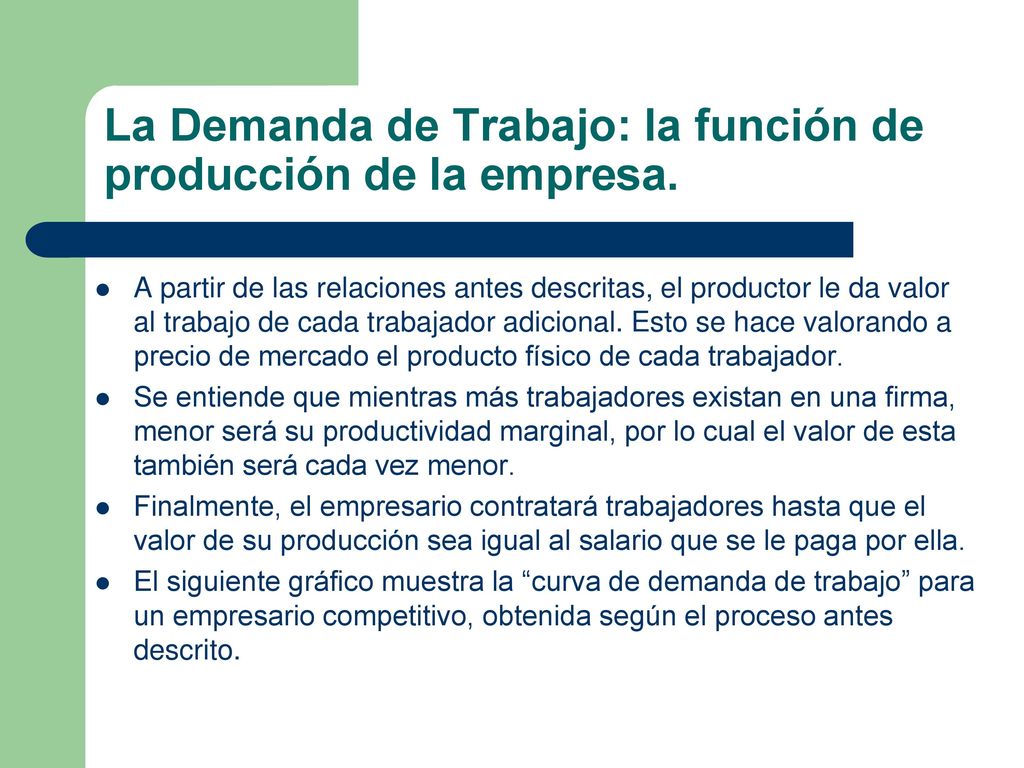 La Demanda de Trabajo: la función de producción de la empresa.