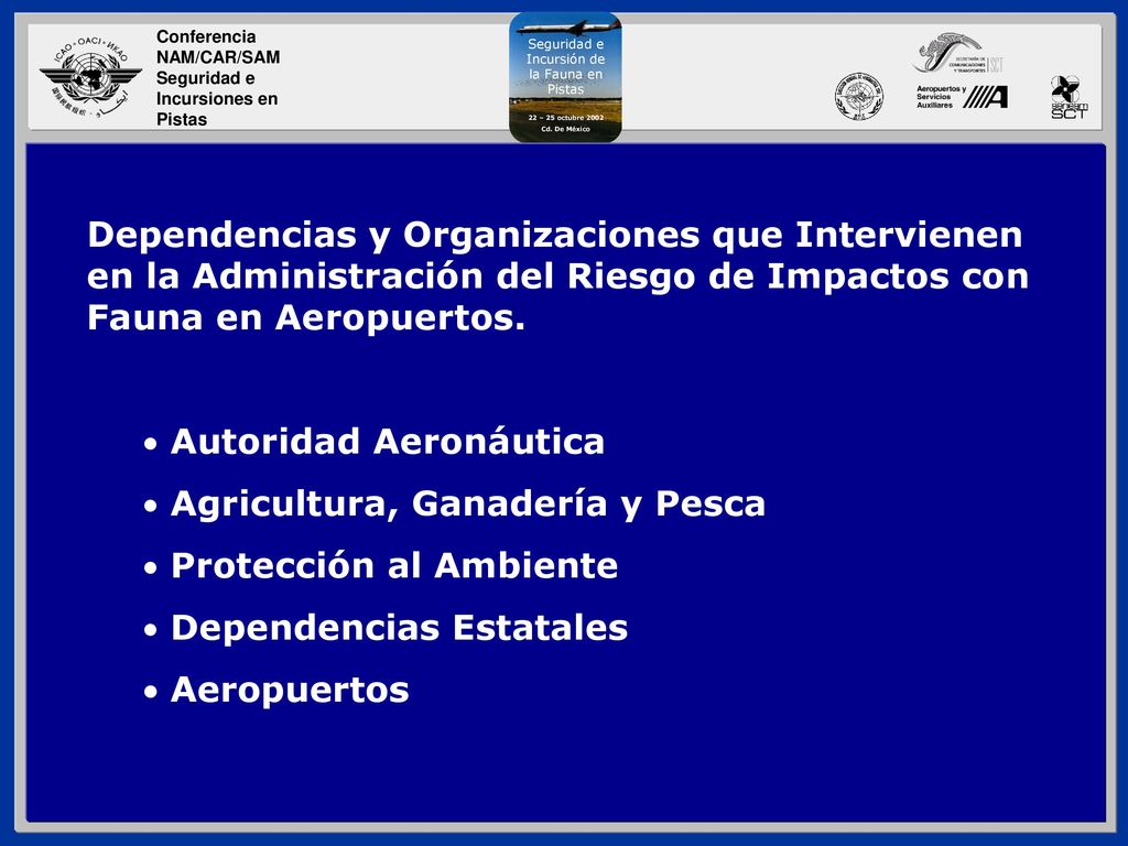 Dependencias y Organizaciones que Intervienen en la Administración del Riesgo de Impactos con Fauna en Aeropuertos.