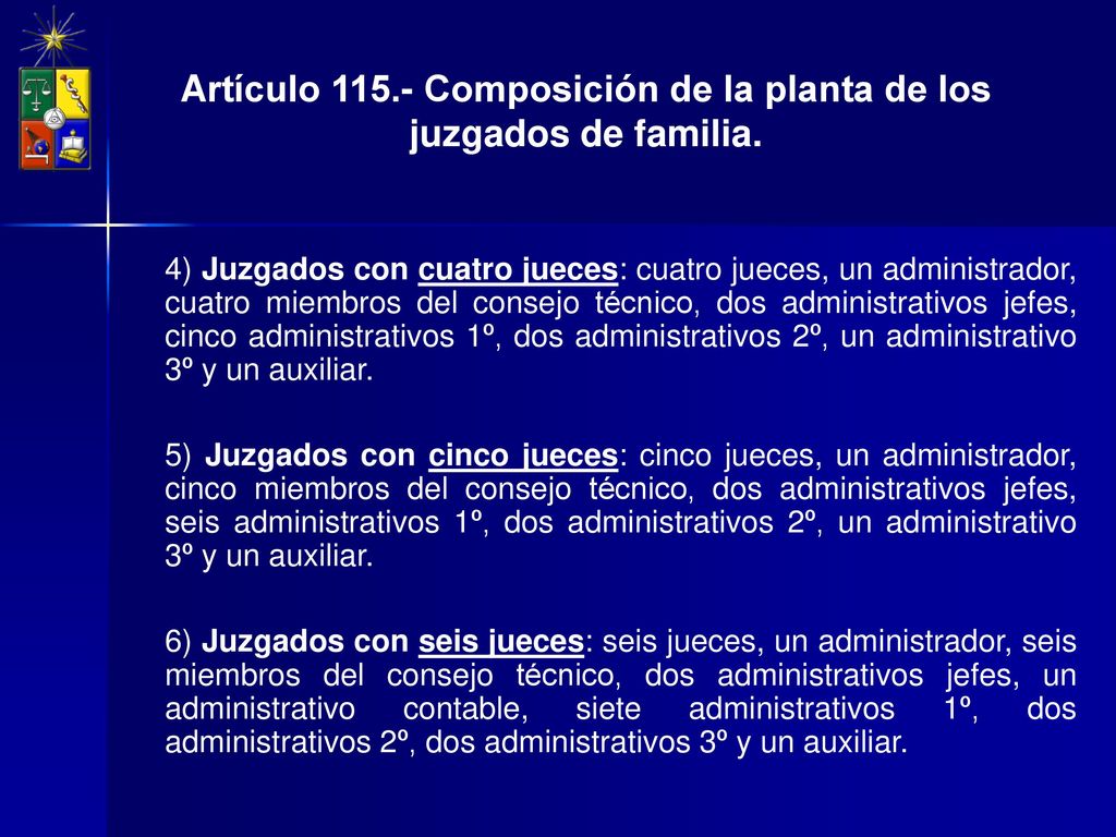 Artículo Composición de la planta de los juzgados de familia.