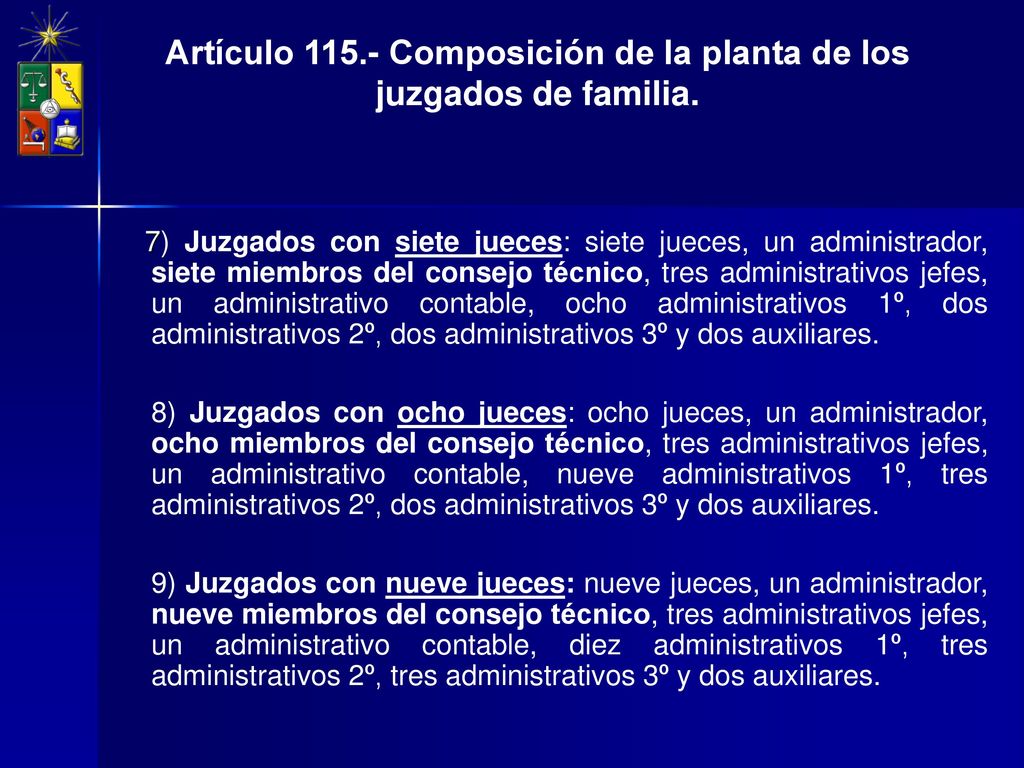 Artículo Composición de la planta de los juzgados de familia.