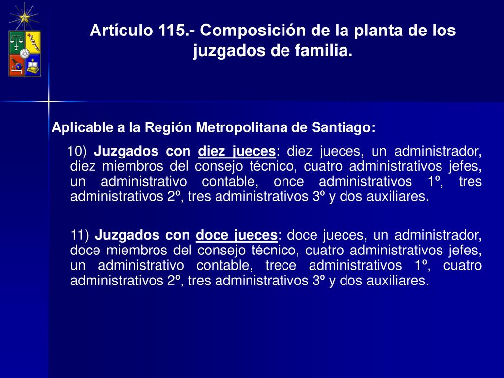 Artículo Composición de la planta de los juzgados de familia.
