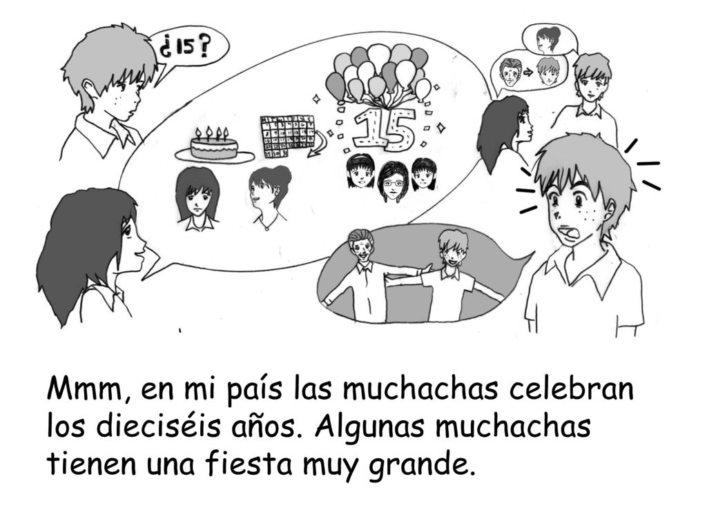 Mmm, en mi país las muchachas celebran los dieciséis años