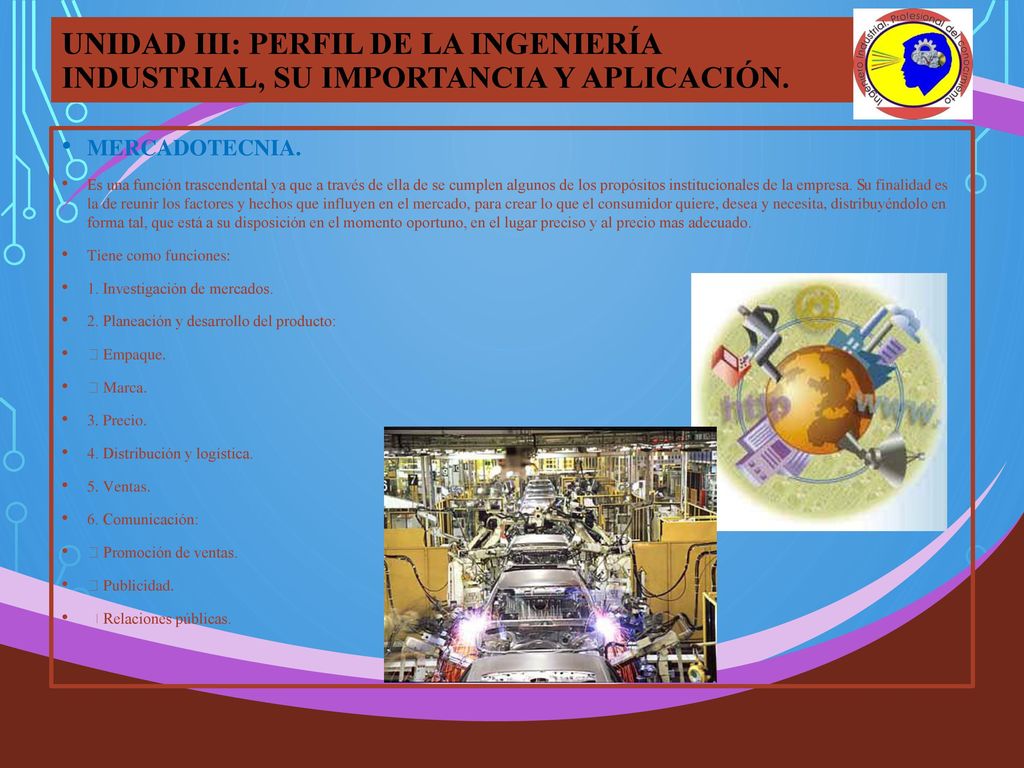 UNIDAD III: PERFIL DE LA INGENIERÍA INDUSTRIAL, SU IMPORTANCIA Y APLICACIÓN.