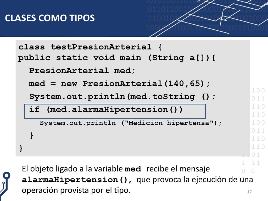 CLASES COMO TIPOS class testPresionArterial {
