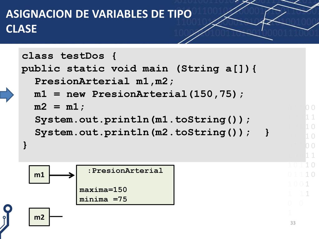 ASIGNACION DE VARIABLES DE TIPO CLASE