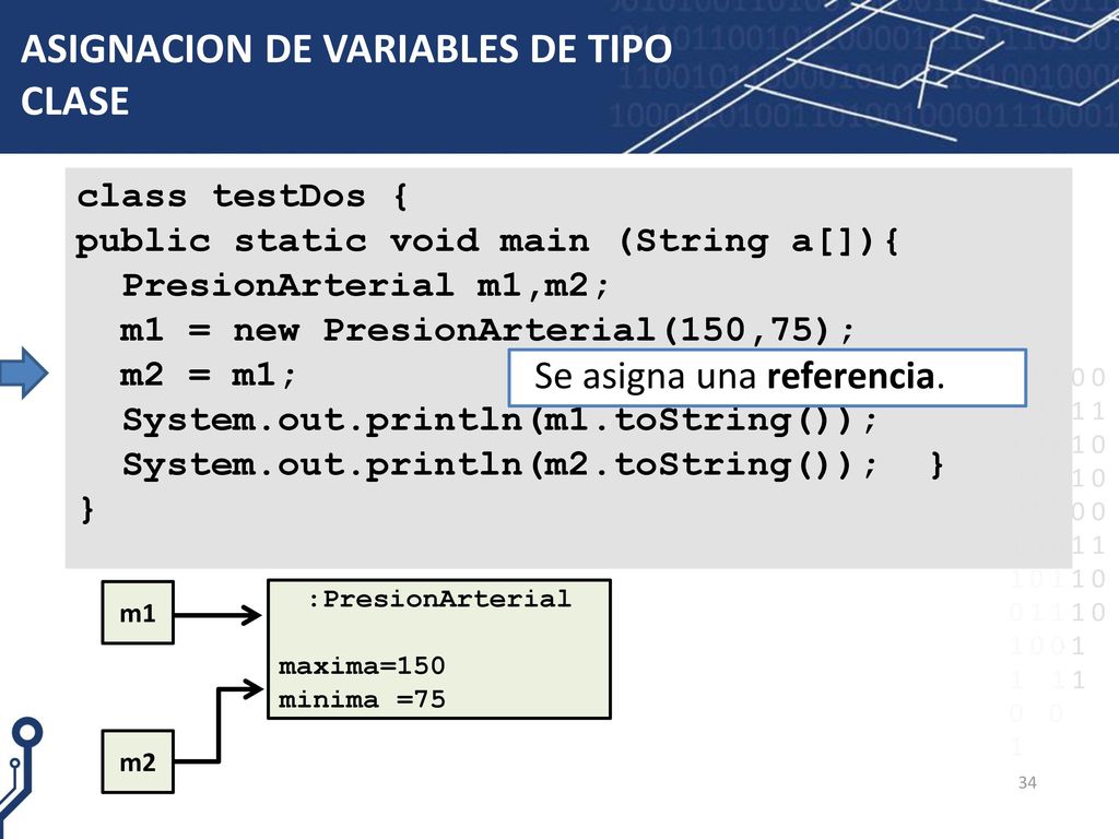 ASIGNACION DE VARIABLES DE TIPO CLASE