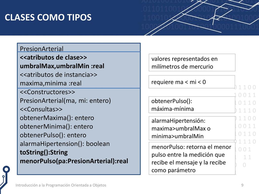 CLASES COMO TIPOS PresionArterial <<atributos de clase>>