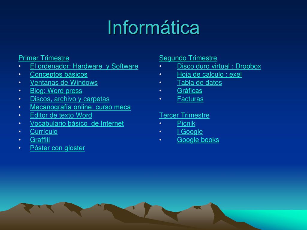 Informática Primer Trimestre El ordenador: Hardware y Software
