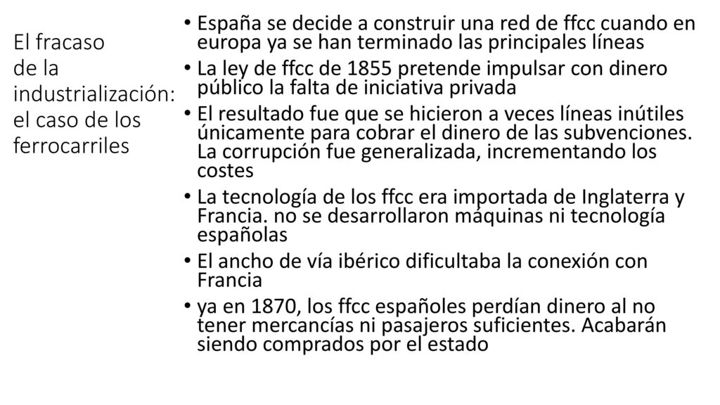 El fracaso de la industrialización: el caso de los ferrocarriles