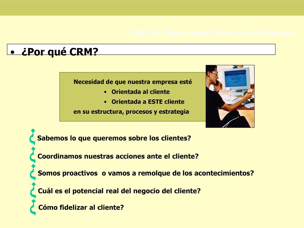 ¿ ¿ ¿ ¿ ¿ ¿Por qué CRM CRM: El Cliente como Centro de la Empresa