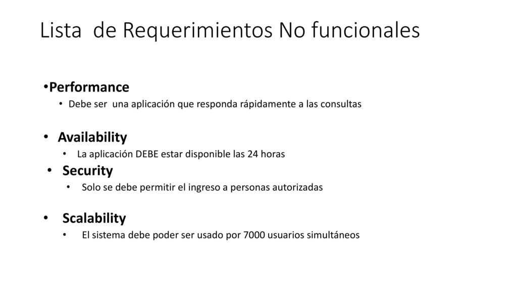 Lista de Requerimientos No funcionales