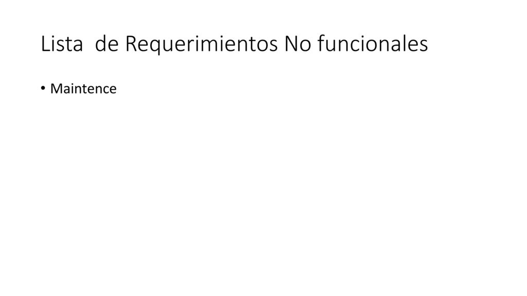 Lista de Requerimientos No funcionales