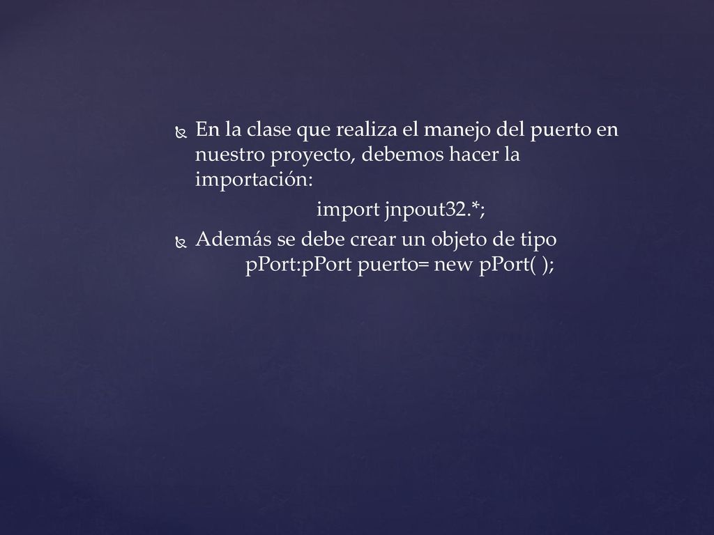 En la clase que realiza el manejo del puerto en nuestro proyecto, debemos hacer la importación:
