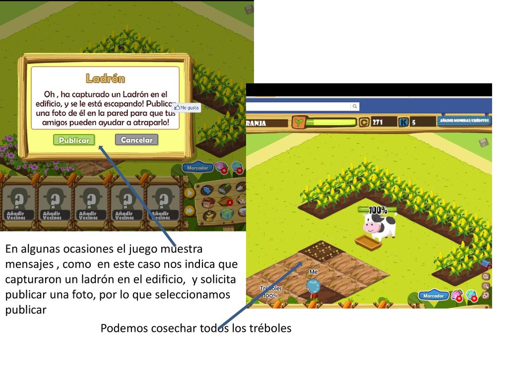 En algunas ocasiones el juego muestra mensajes , como en este caso nos indica que capturaron un ladrón en el edificio, y solicita publicar una foto, por lo que seleccionamos publicar