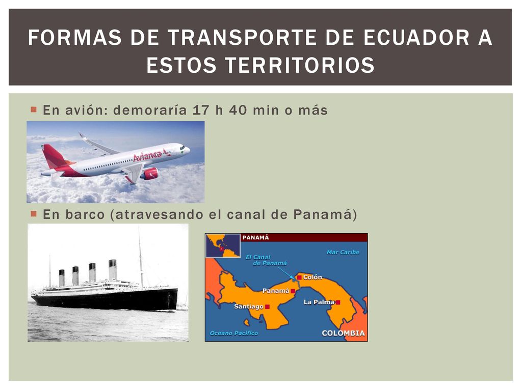 Formas de transporte de ecuador a estos territorios