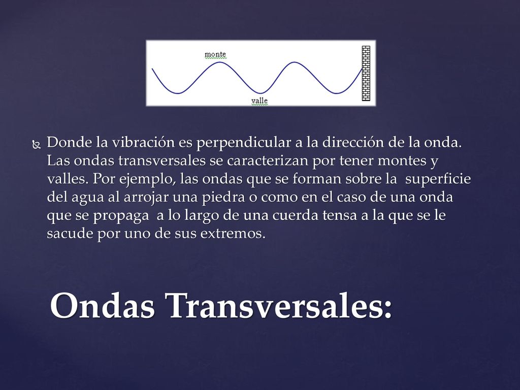 Donde la vibración es perpendicular a la dirección de la onda