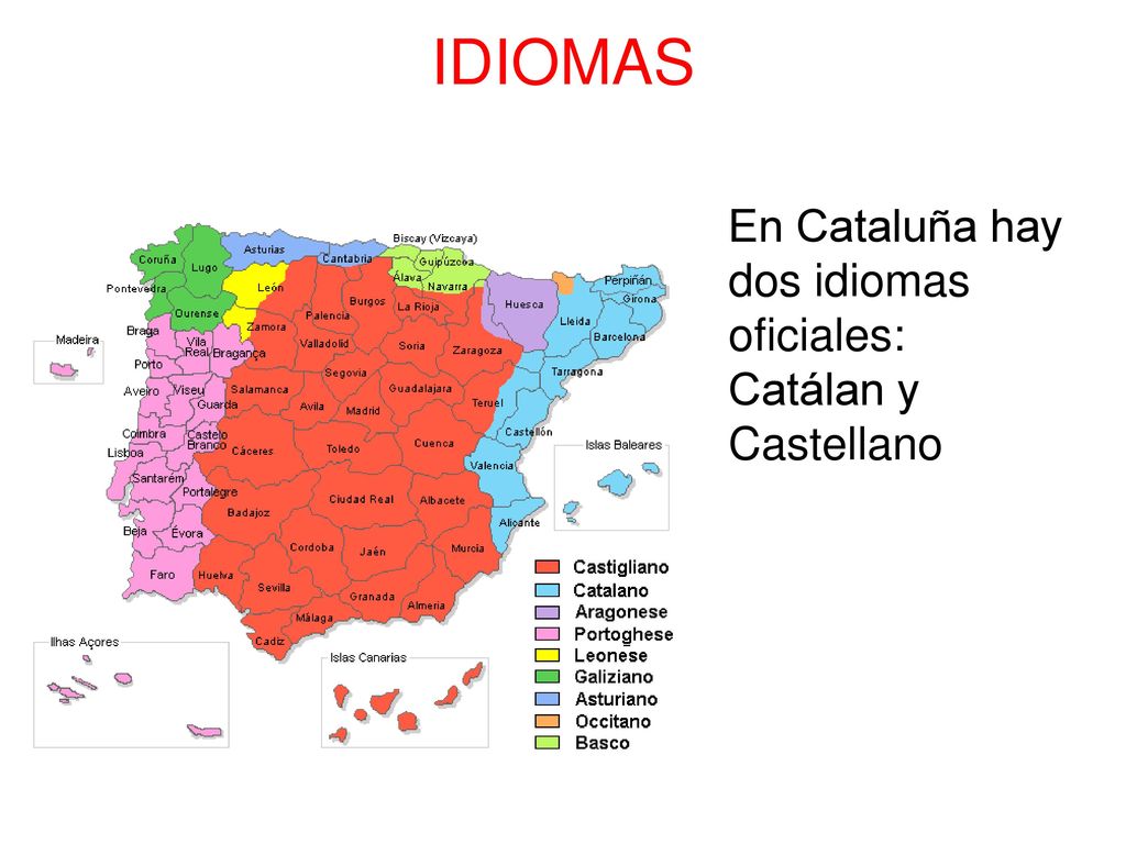 IDIOMAS En Cataluña hay dos idiomas oficiales: Catálan y Castellano