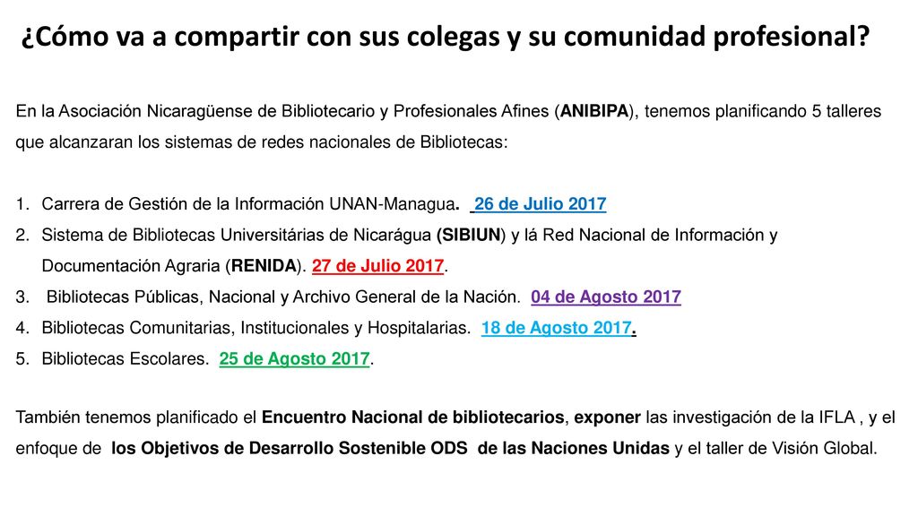¿Cómo va a compartir con sus colegas y su comunidad profesional
