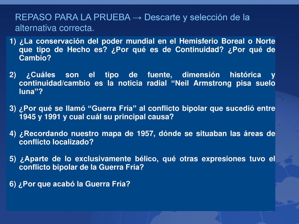 REPASO PARA LA PRUEBA → Descarte y selección de la alternativa correcta.