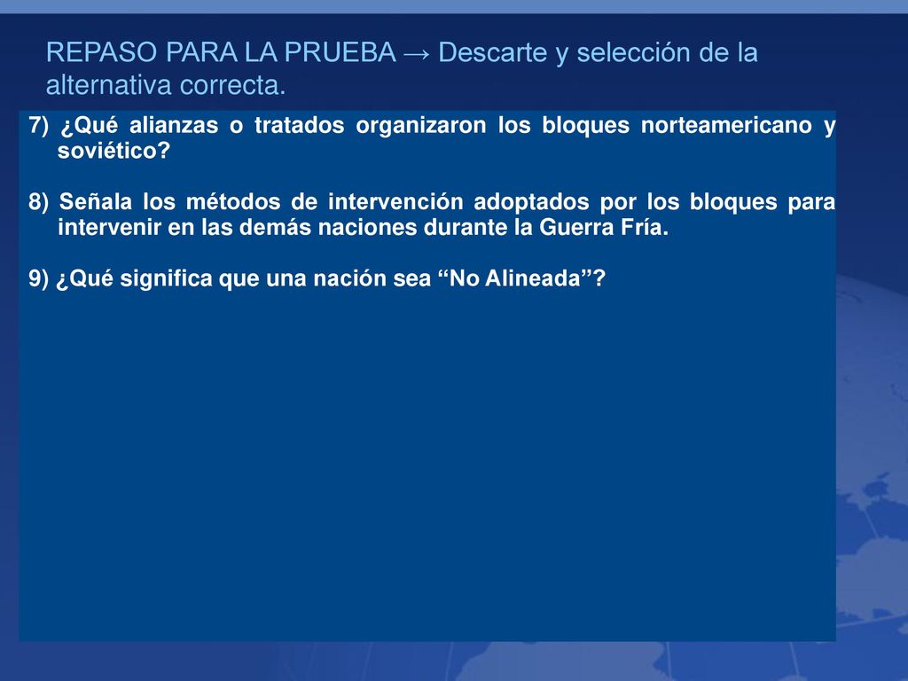 REPASO PARA LA PRUEBA → Descarte y selección de la alternativa correcta.