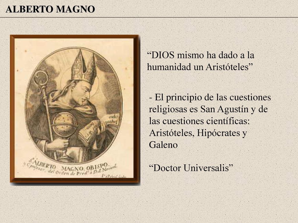 ALBERTO MAGNO DIOS mismo ha dado a la humanidad un Aristóteles