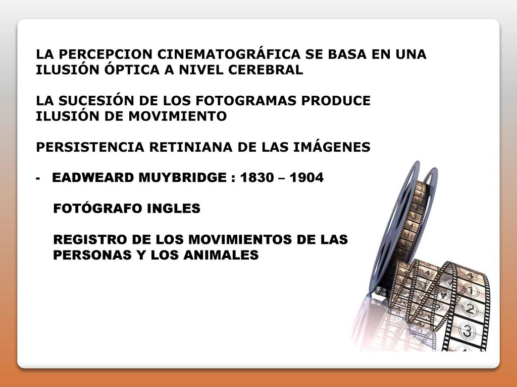 LA PERCEPCION CINEMATOGRÁFICA SE BASA EN UNA ILUSIÓN ÓPTICA A NIVEL CEREBRAL