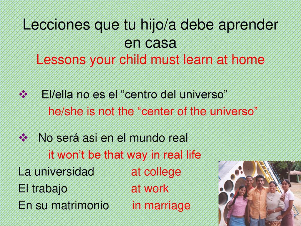 Lecciones que tu hijo/a debe aprender en casa Lessons your child must learn at home