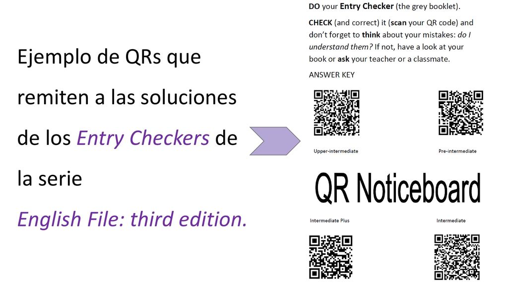 Ejemplo de QRs que remiten a las soluciones de los Entry Checkers de la serie