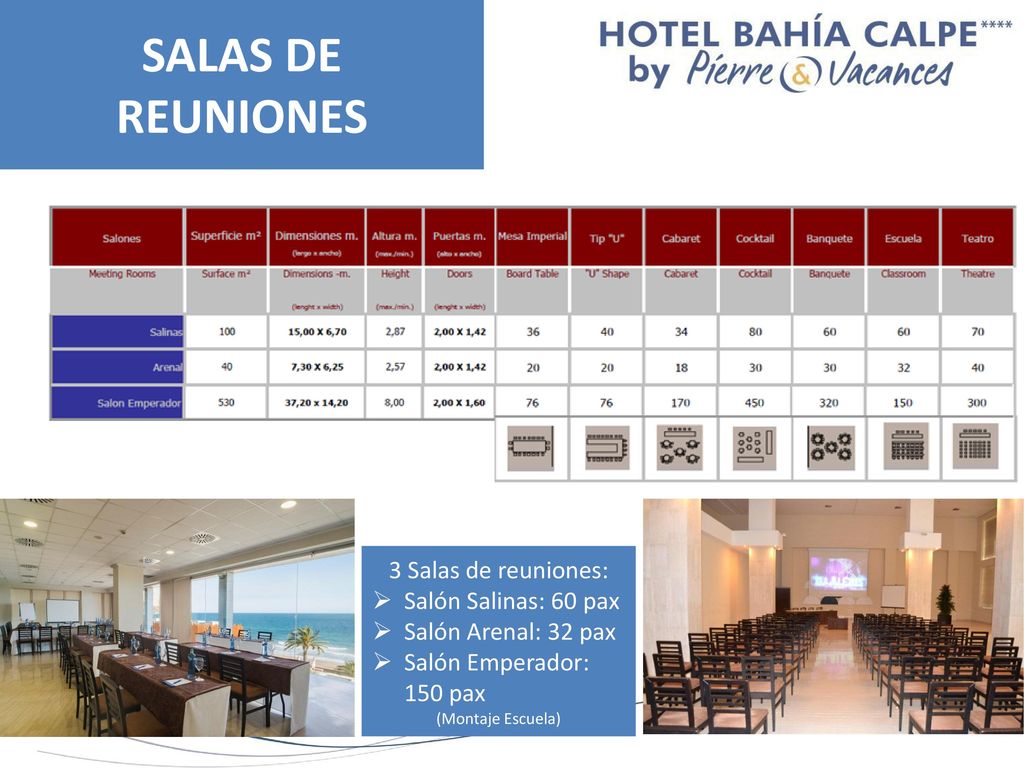SALAS DE REUNIONES 3 Salas de reuniones: Salón Salinas: 60 pax