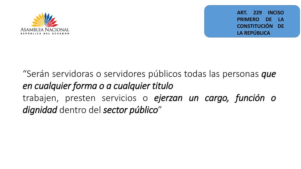 ART. 229 INCISO PRIMERO DE LA CONSTITUCIÓN DE LA REPÚBLICA