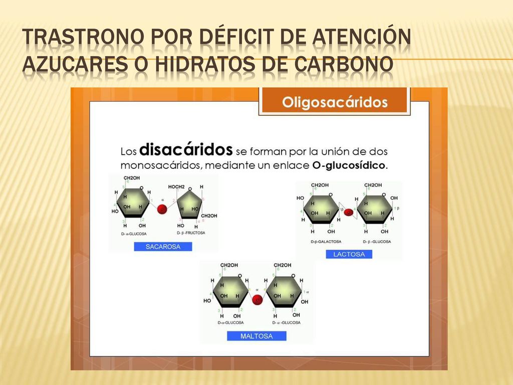 TRASTRONO POR DÉFICIT DE ATENCIÓN AZUCARES O HIDRATOS DE CARBONO